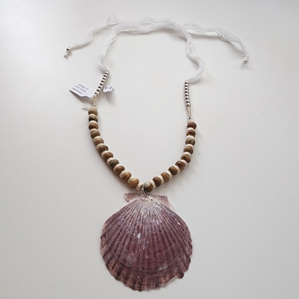NWT Free People White Silver Love Letter To The Sea Shell Necklace - Picture 5 of 13